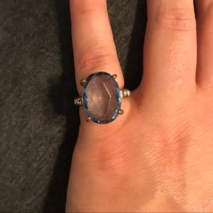Turquoise costume ring with CZ accents